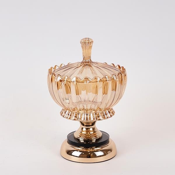 Bol Amber Gold din Sticla cu Metal D15x27cm