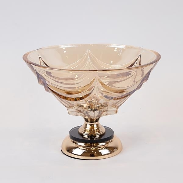Bol Amber Gold din Sticla cu Metal D29x22cm