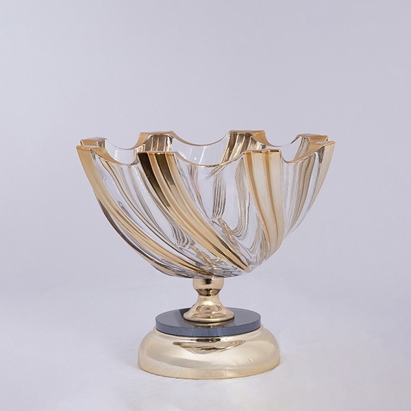 Bol Gold Black din Sticla cu Metal D17x23cm