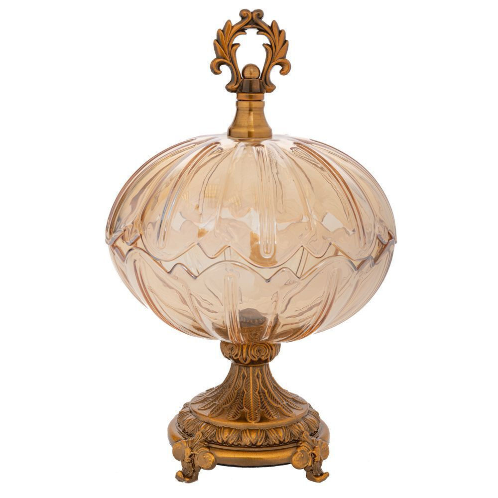 Bomboniera cu Capac Antique Gold din Metal cu Sticla D31x50cm