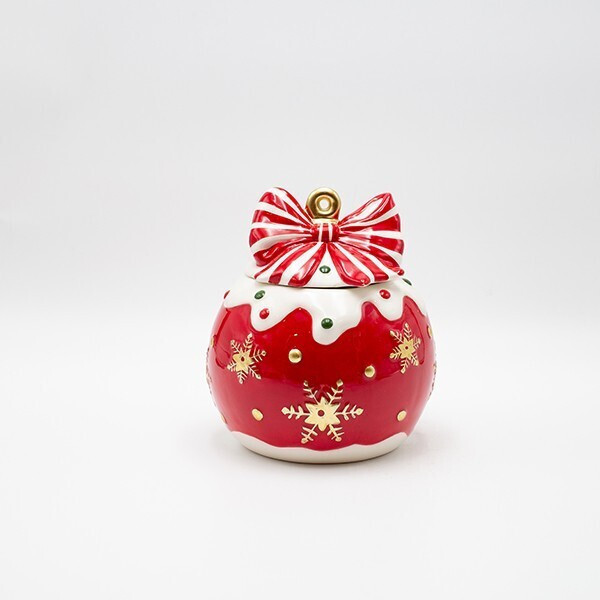 Borcan cu Capac Red White din Ceramica D19x21cm