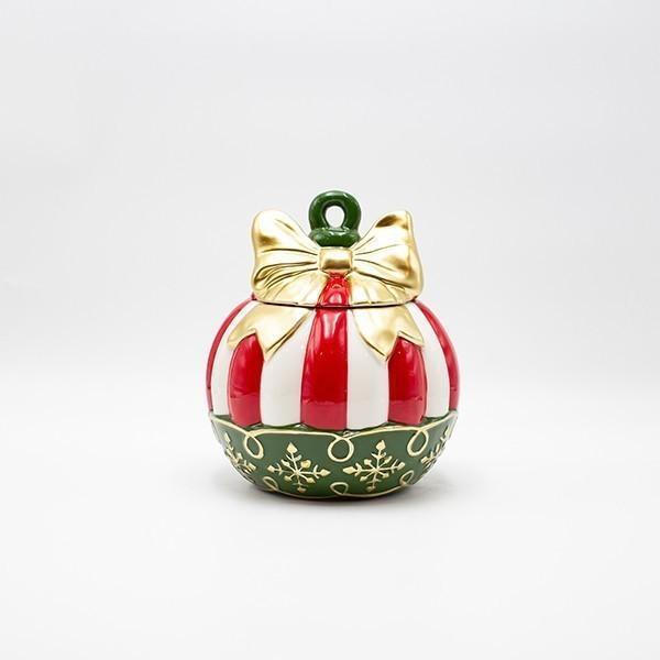 Borcan cu Capac Red White Gold din Ceramica D19x22cm
