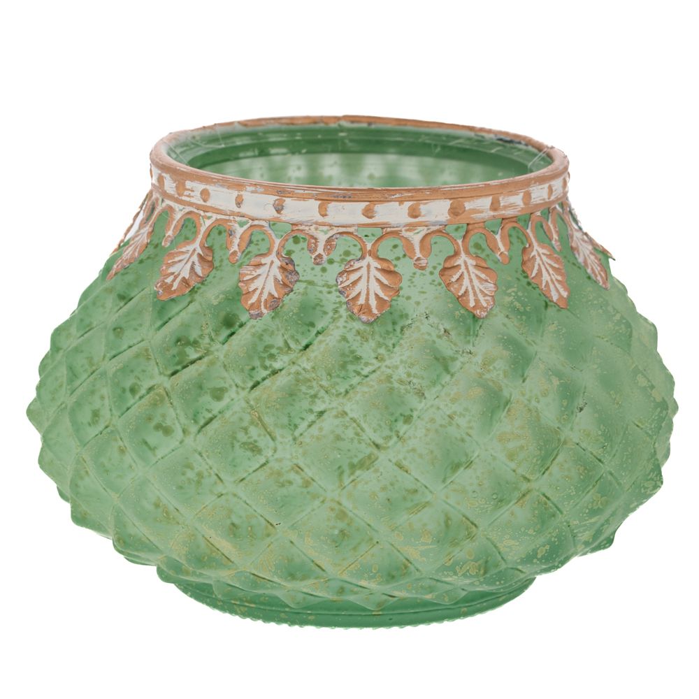 Borcan Green Gold din Sticla cu Metal D12x8cm