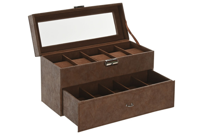 Cutie pentru Bijuterii Brown din MDF cu PU 28x11x16cm