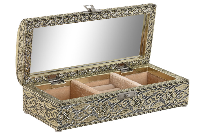 Cutie pentru Bijuterii Champagne din Lemn cu Aluminiu 23x10x7cm
