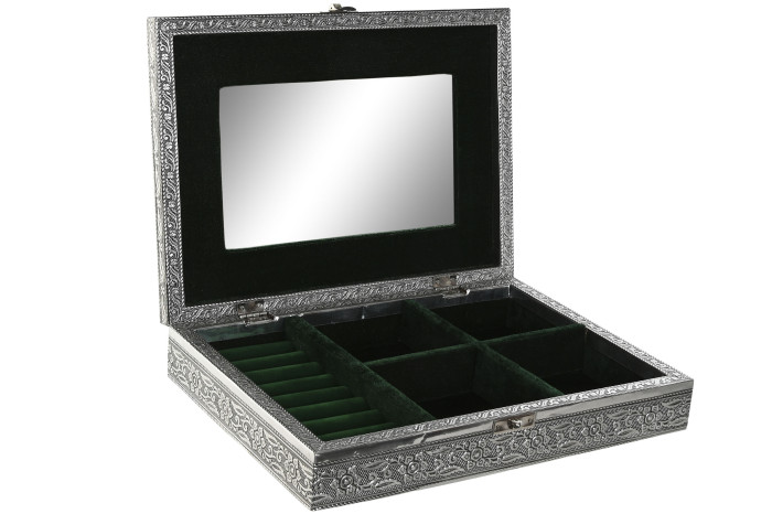 Cutie pentru Bijuterii Silver din Lemn cu Aluminiu 28x20x6cm