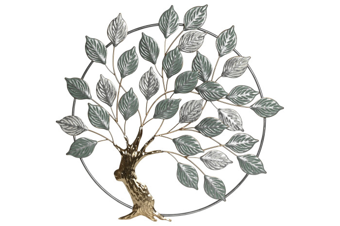 Decoratiune Green Golden Tree din Metal 73x5x73cm