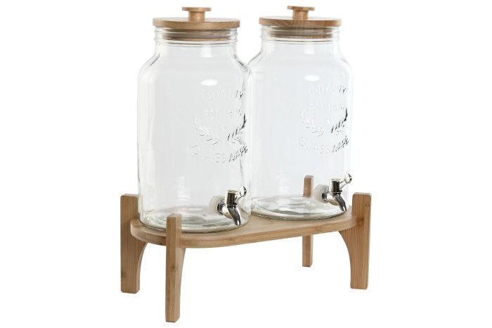 Dispenser Bauturi din Sticla cu Bambus 5.5L 37x25x46cm