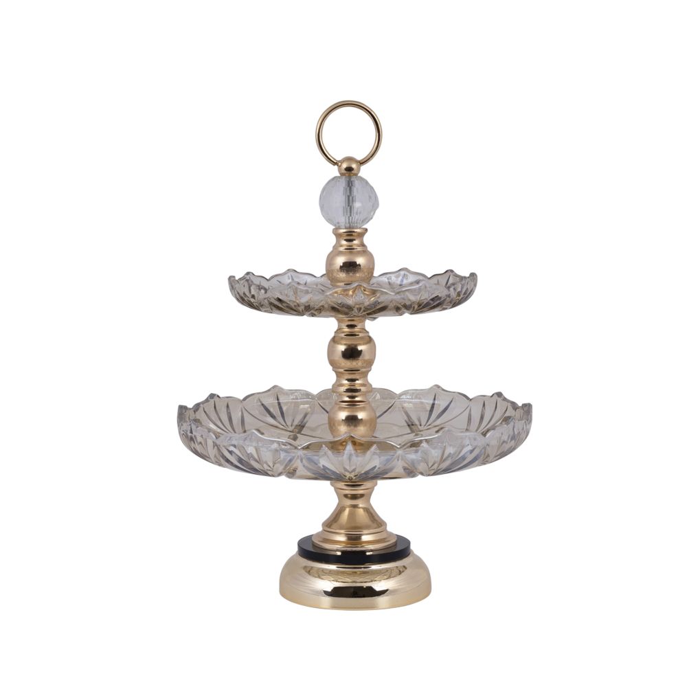 Etajera Black Gold din Metal cu Sticla D31x42cm
