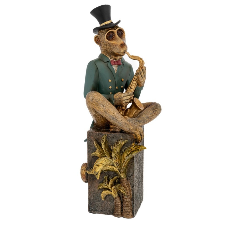 Figurina Monkey Green Gold din Rasina 17x14x36cm