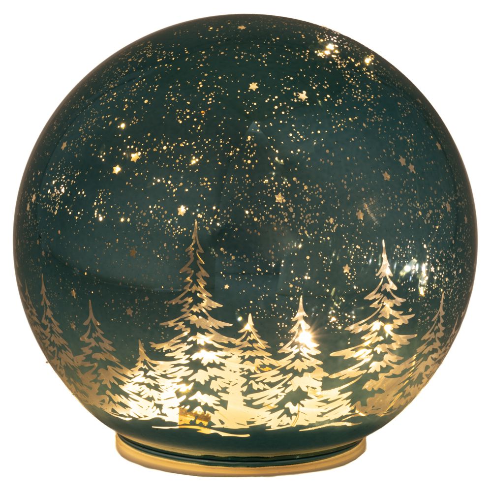 Glob Blue Gold Iluminat din Sticla D12x11cm