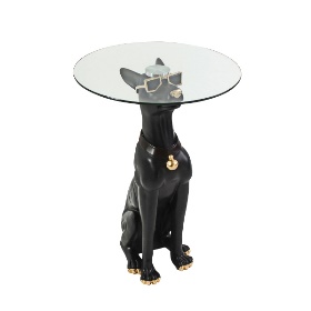 Masa Black Gold Dog din Rasina cu Sticla D40x62cm
