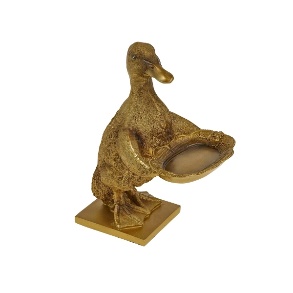 Decoratiune Gold Duck din Rasina 14x18x25cm