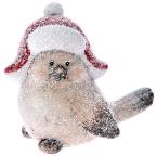 Deco Xmas Bird Red Hat 14x9x14