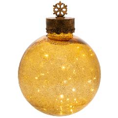 Decoratiune Amber Glass Ball din Sticla cu LED D25x36cm