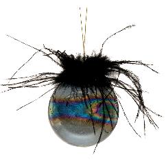 Set 6 Globuri Black Feathers din Sticla 8cm