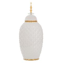 Vaza White Gold din Ceramica cu Capac 20x16x48cm