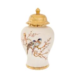 Vaza White Gold din Ceramica cu Capac D18x31cm