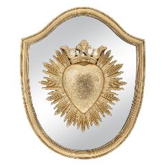 Decoratiune Perete Golden din Rasina cu Oglinda 25x3x30cm