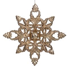Ornament Brad Champagne Snowflake din Plastic 25cm