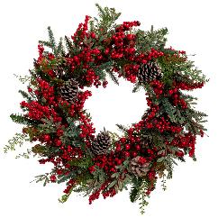 Coronita Pine Cones Red Berries D55cm