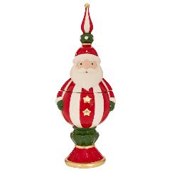 Borcan cu Capac Multicolor Santa din Ceramica 18x16x47cm