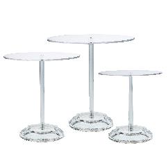 Set 3 Etajere Transparente din Acril D20x19, D24x24cm, D30x29cm