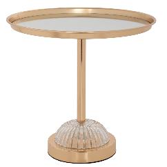 Platou Gold din Metal cu Sticla D30x29cm