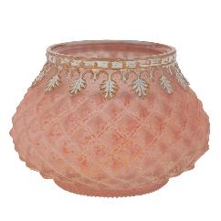 Borcan Pink Gold din Sticla cu Metal D12x8cm