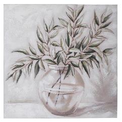 Tablou White Green Plant Vase 80x80cm