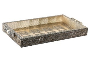 Tava Champagne din Lemn cu Aluminiu 36x22x4cm