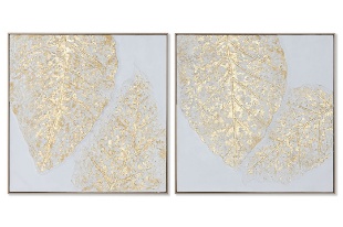 Tablou White Golden Leaves 82x5x82cm