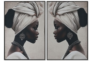 Tablou African Woman White Brown 83x123cm