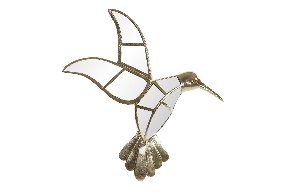 Pasare Decorativa Golden din Rasina cu Oglinda 40x6x30cm