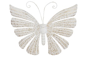 Decoratiune White Golden Butterfly din Metal 66x3x53cm