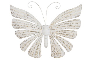 Decoratiune White Golden Butterfly din Metal 84x3x72cm