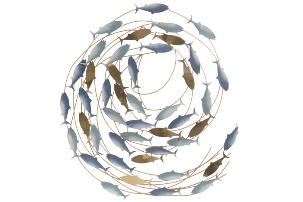 Decoratiune Blue Fishes din Metal 60x5x71cm