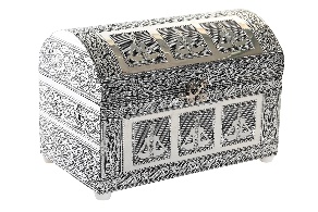 Cutie pentru Bijuterii Silver din Lemn cu Aluminiu 25x15x18cm