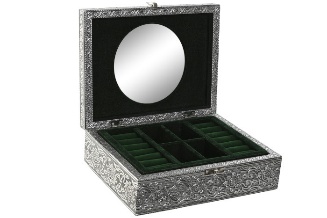 Cutie pentru Bijuterii Silver din Lemn cu Aluminiu 23x18x8cm