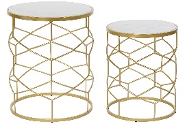 Masa Golden White din Metal cu Marmura D46x57cm