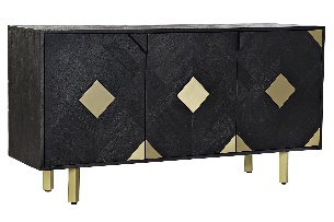 Comoda Black Golden din Lemn de Mango cu Metal 145x42x77cm