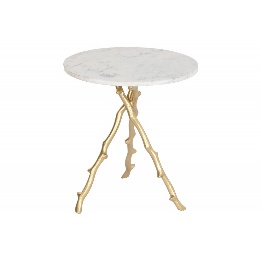 Masa White Golden din Marmura cu Aluminiu D45x50cm