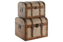 Cufar Decorativ Brown Cream din Lemn 41x32x31cm