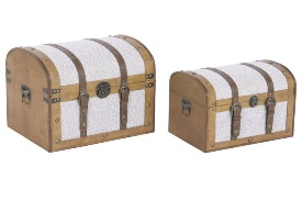 Cufar Decorativ White Brown din Lemn 35x24x23cm