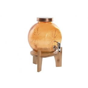 Dispenser Bauturi din Sticla cu Bambus 5L 24x18x24cm