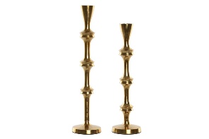 Set 2 Suporturi pentru Lumanari Gold din Aluminiu D8x36cm