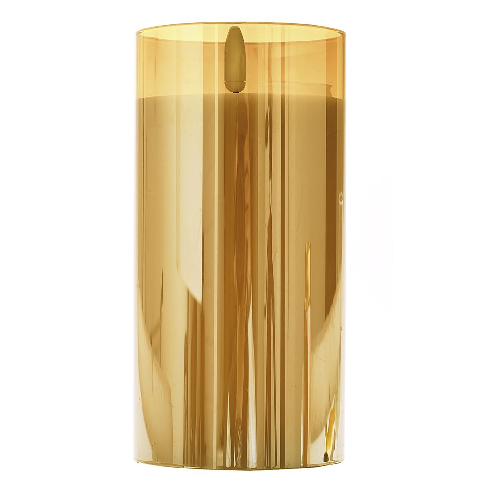 Lumanare LED Amber din Sticla cu Ceara D8x10cm