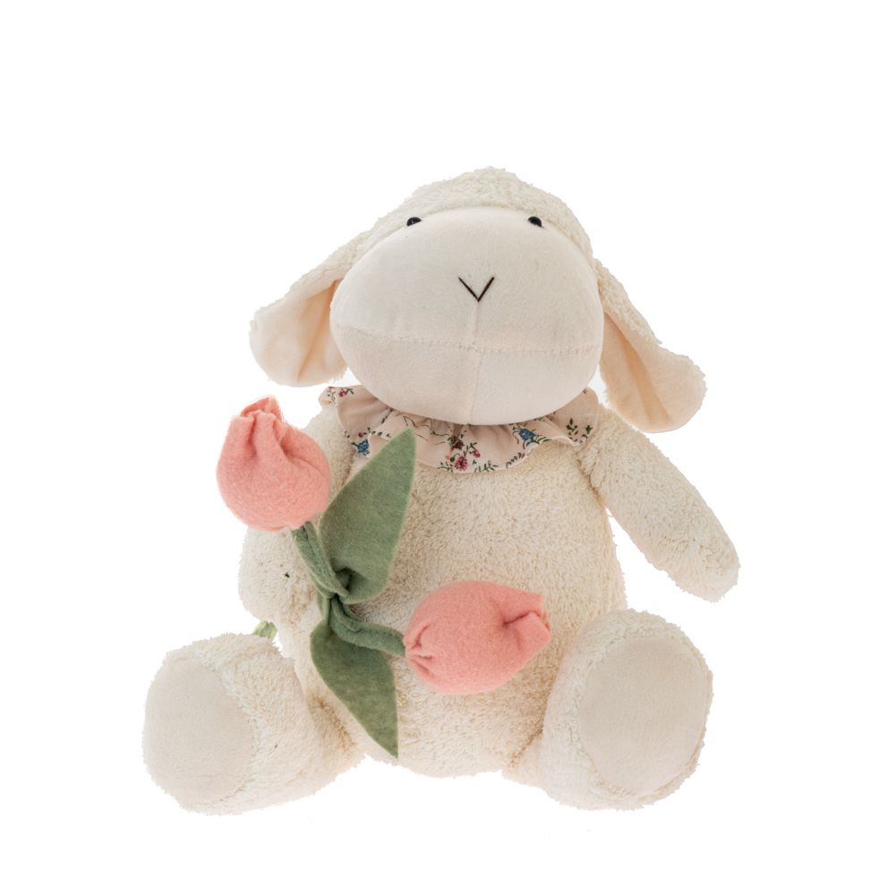 Oaie Decorativa White Pink din Textil 16x13x33cm
