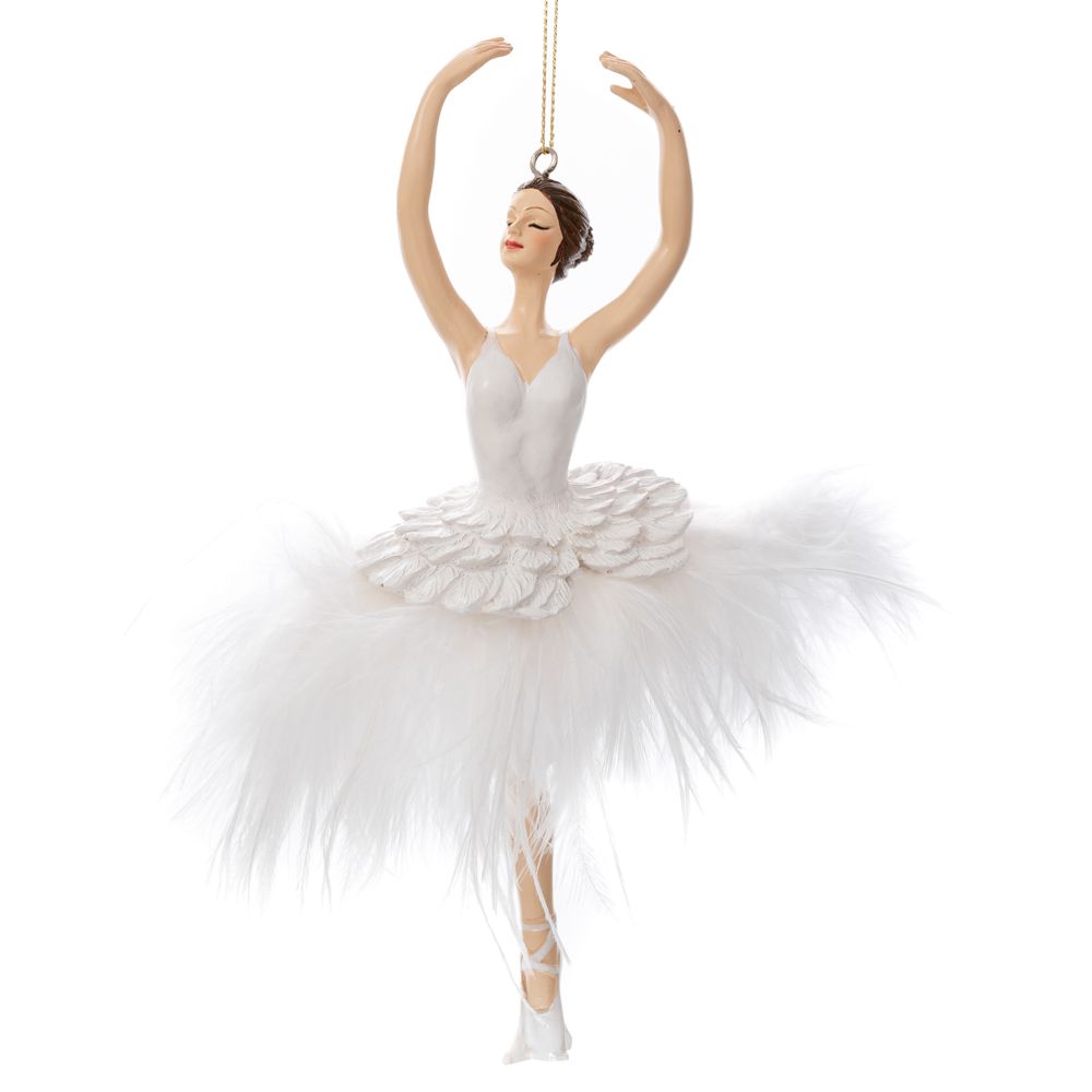 Ornament Brad White Dancer din Rasina 9x7x21cm
