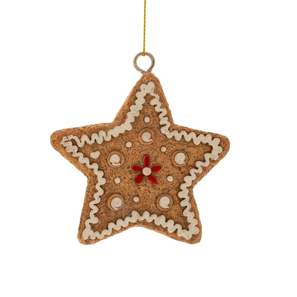 Ornament Gingerbread Star din Rasina 6x8cm